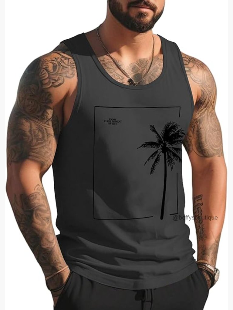 Men's Muscle Tank Top Polyester Blend Slim Fit Gym Workout Beach Casual